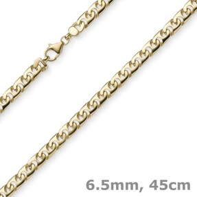 6,5mm Phantasiekette Kette Collier Halskette 585 Gold Gelbgold glänzend 45cm