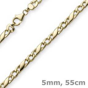 5mm Rockwellkette Kette Collier Halskette 585 Gold Gelbgold glänzend 55cm