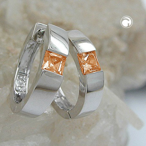 Creolen 15x4mm Zirkonia orange 925 Silber