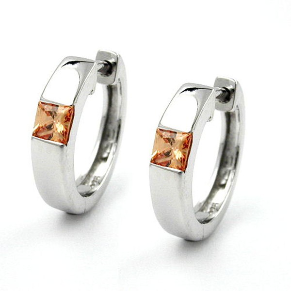 Creolen 15x4mm Zirkonia orange 925 Silber