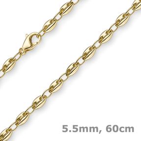 5,5mm Ankerkette Kette Collier Schiffsanker Halskette aus 585 Gold Gelbgold 60cm