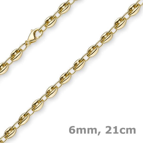 6mm Schiffsanker Armband aus 585 Gelbgold 21cm