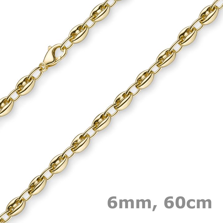 6mm Schiffsanker Kette aus 585 Gelbgold 60cm