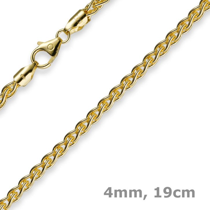 4mm Armband Zopfkette 750 Gold 19cm