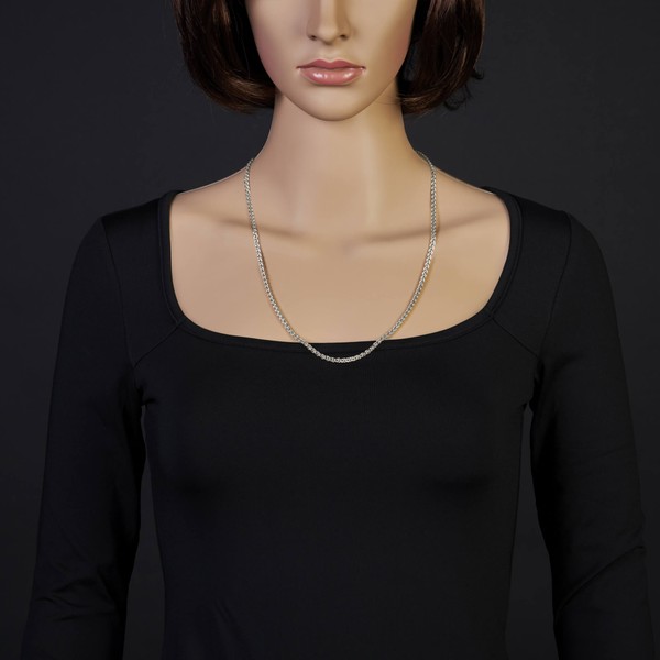 3mm Zopfkette 750 Weißgold 60cm