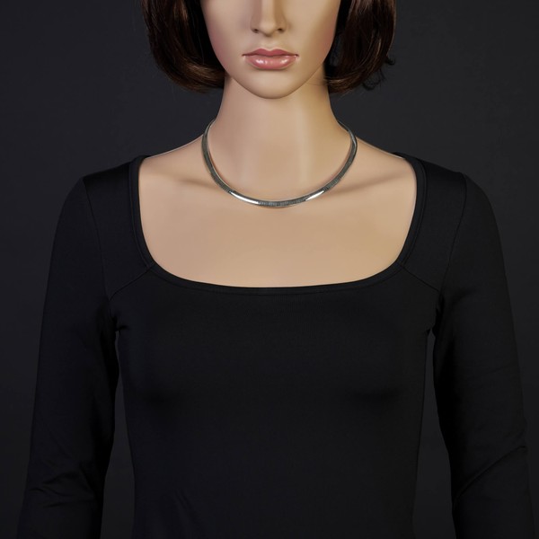 6mm Halsreif flach 750 Weißgold 42cm