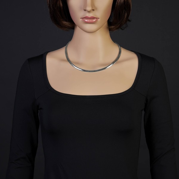 6mm Halsreif flach 750 Weißgold 45cm