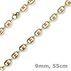 9mm Ankerkette Kette Collier Schiffsanker Halskette aus 585 Gold Gelbgold 55cm