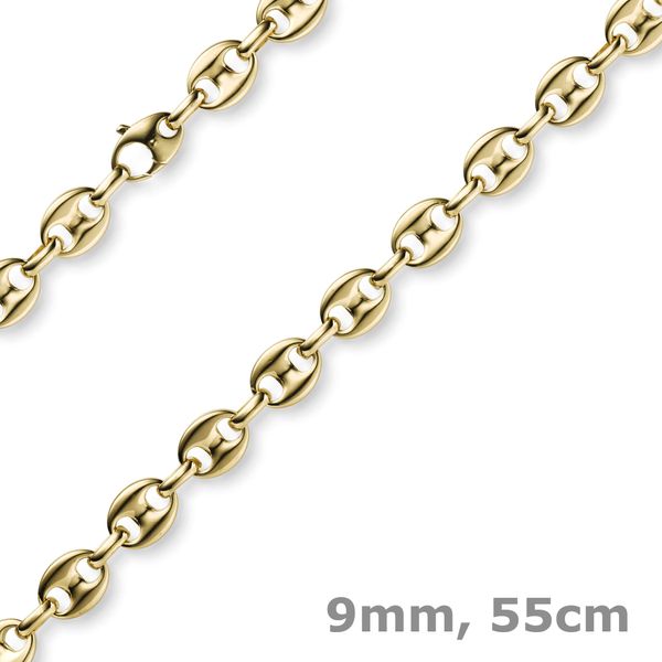 9mm Schiffsanker Kette aus 585 Gelbgold 55cm