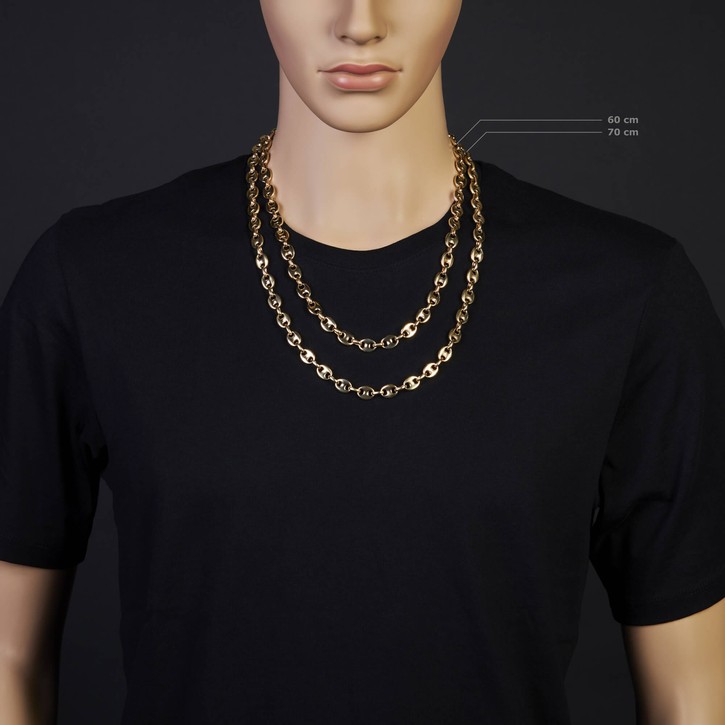 9mm Schiffsanker Kette aus 585 Gelbgold 60cm