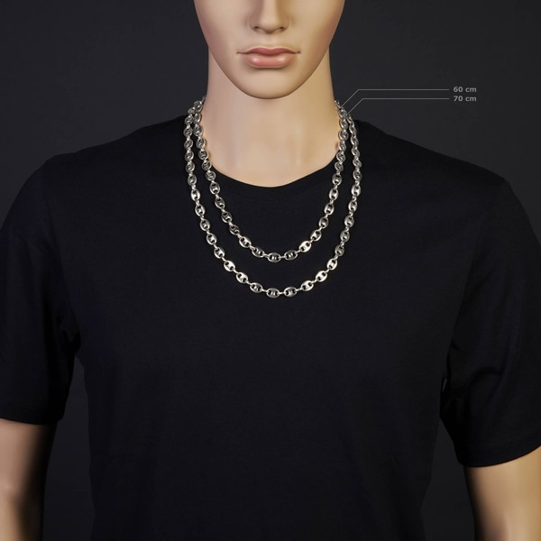 9mm Schiffsanker Kette aus 585 Weißgold 70cm