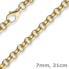7mm Armband Armkette Erbskette aus 750 Gold Gelbgold 21cm Unisex Goldarmband