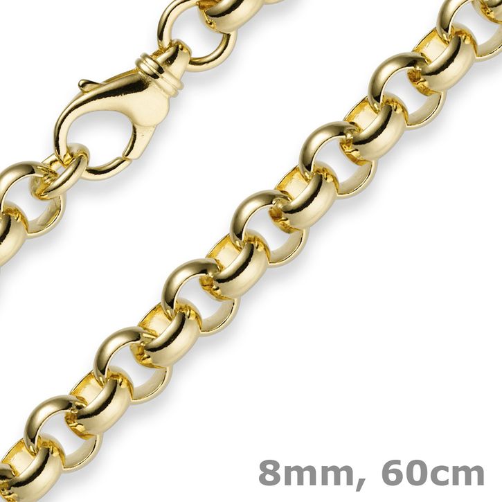 8mm Erbskette 750 Gelbgold 60cm