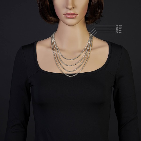 3.5mm Erbskette 750 Weißgold 60cm