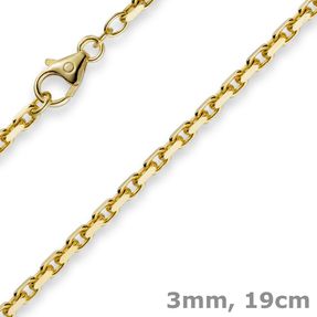 3mm Armband Armkette Ankerkette aus 750 Gold Gelbgold 19cm Unisex Goldarmband