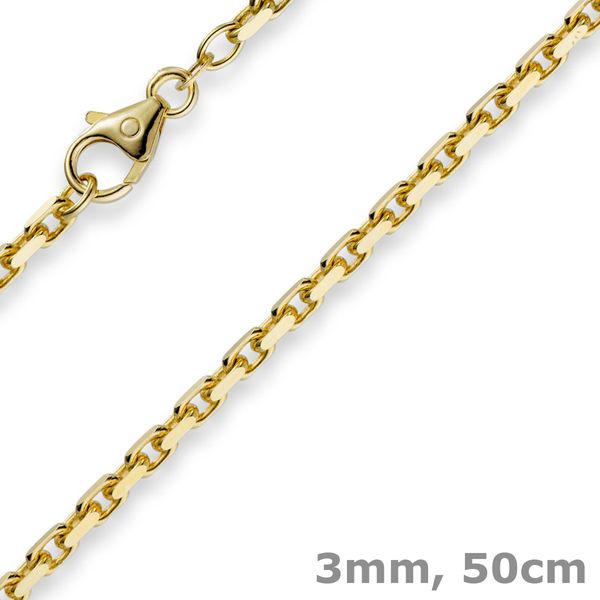 3mm Ankerkette aus 750 Gelbgold 50cm