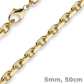 5mm Kette Collier Ankerkette aus 750 Gold Gelbgold 50cm Herren Goldkette