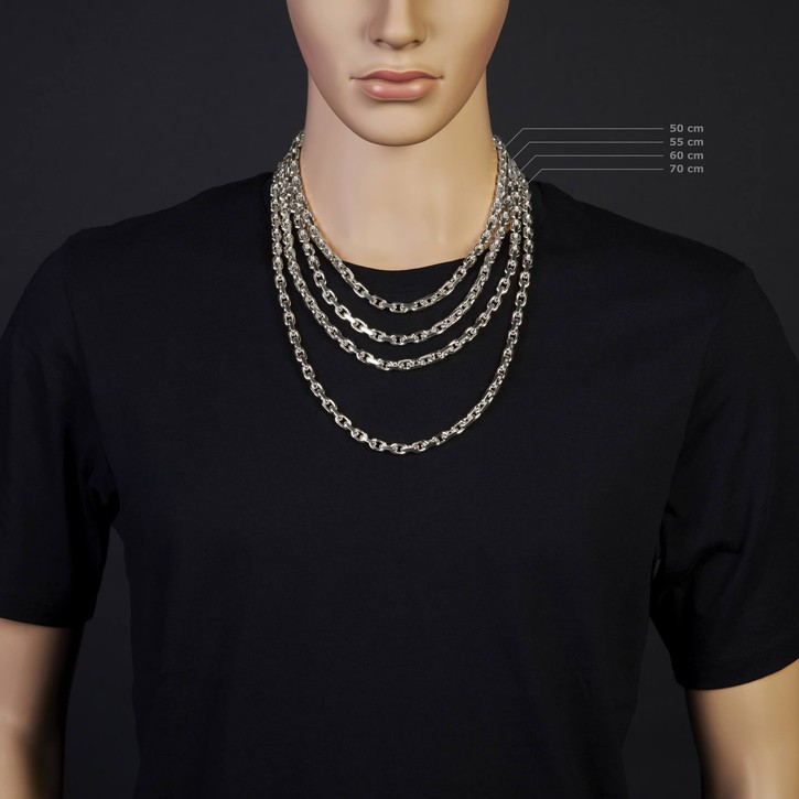 6.5mm Ankerkette aus 750 Weißgold 70cm