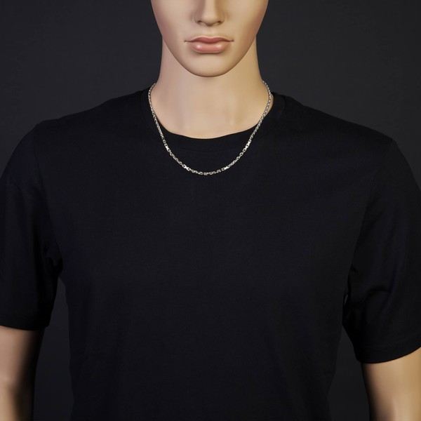 3mm Ankerkette aus 750 Weißgold 55cm