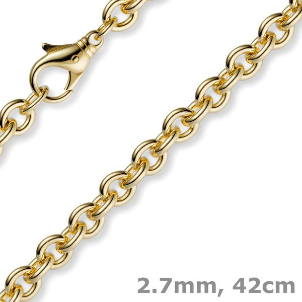 2,7mm Rundankerkette aus 750 Gelbgold 42cm