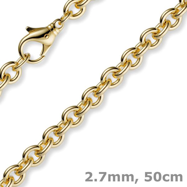 2,7mm Rundankerkette aus 750 Gelbgold 50cm