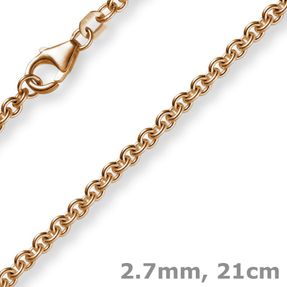 2,7mm Armband Armkette Rundankerkette 750 Gold Rotgold, 21cm Unisex