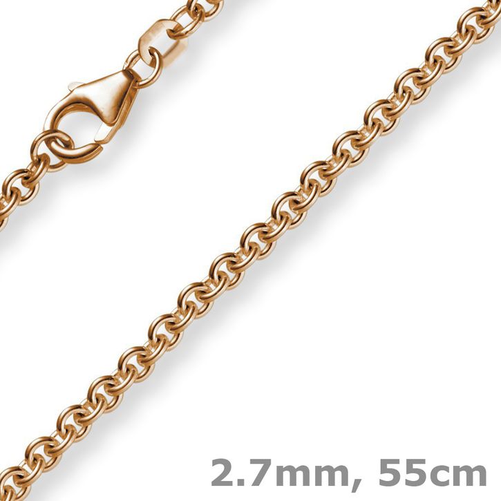 2,7mm Rundankerkette aus 750 Rotgold 55cm