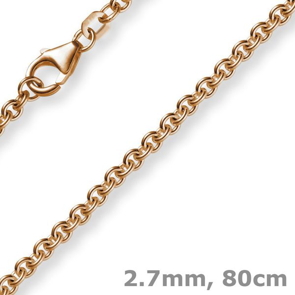 2,7mm Rundankerkette aus 750 Rotgold 80cm