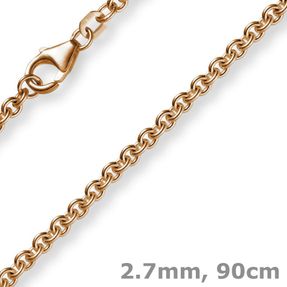 2,7mm Kette Collier Rundankerkette aus 750 Gold Rotgold, 90cm Unisex