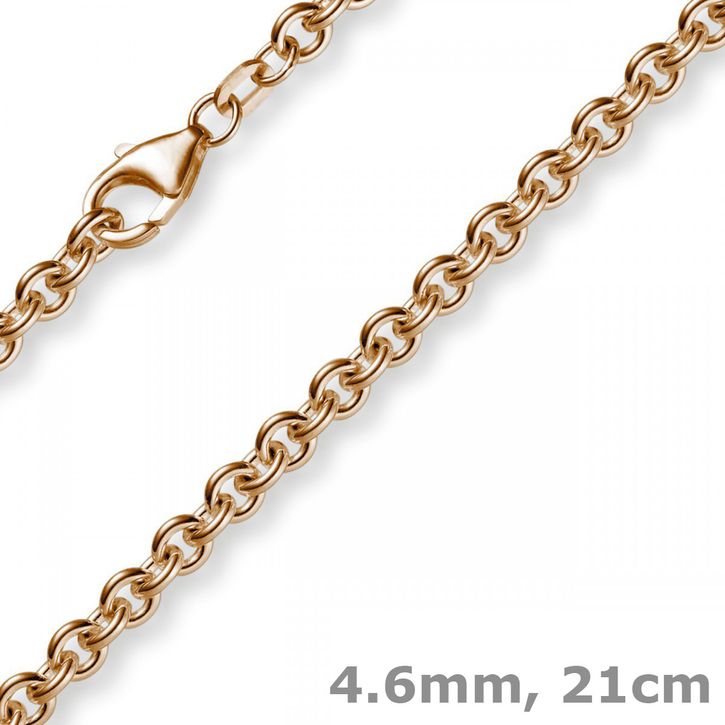 4,6mm Armband Rundankerkette 750 Rotgold 21cm