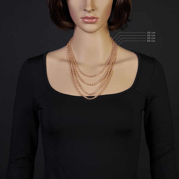 4.6mm Rundankerkette aus 750 Rotgold 50cm