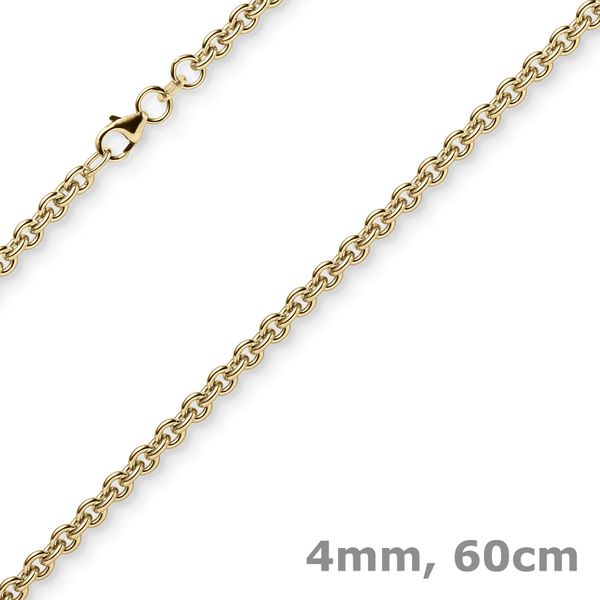 4mm Rund-Ankerkette aus 585 Gelbgold 60cm