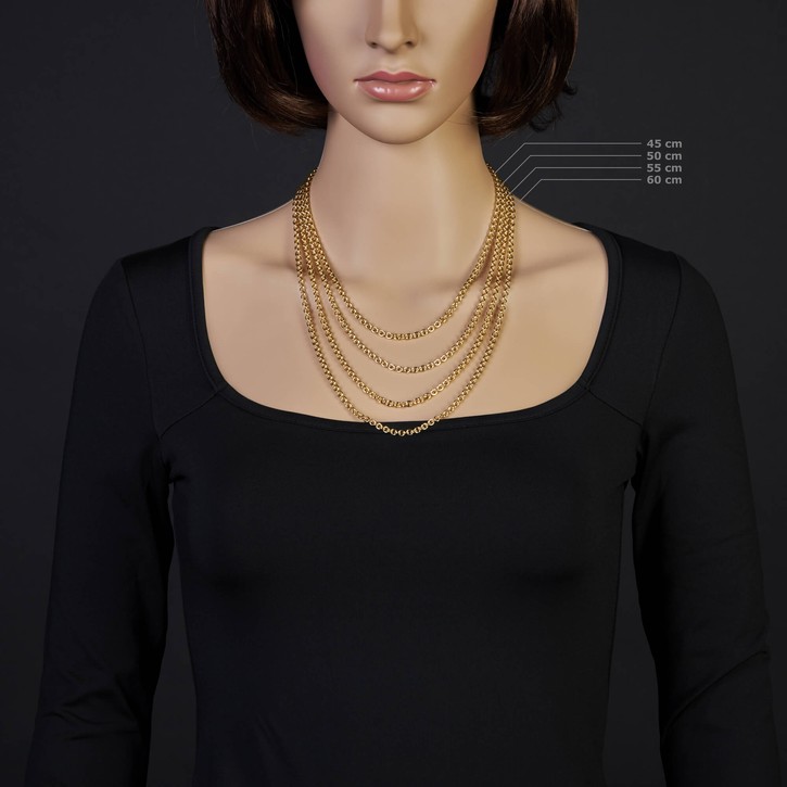 4mm Rund-Ankerkette aus 750 Gelbgold 60cm