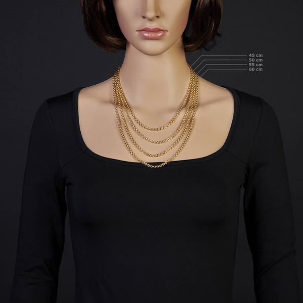 4mm Rund-Ankerkette aus 750 Gelbgold 60cm
