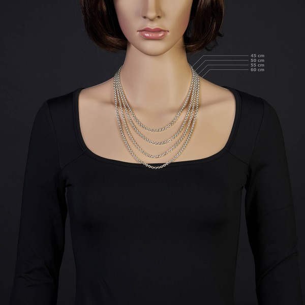 4mm Rund-Ankerkette aus 585 Weißgold 55cm