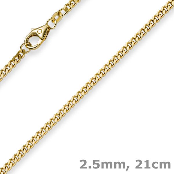 2,5mm Panzerarmband 750 Gelbgold 21cm