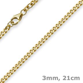 3mm Panzerarmband Armband Armkette 750 Gold Gelbgold 21cm Unisex Goldarmband