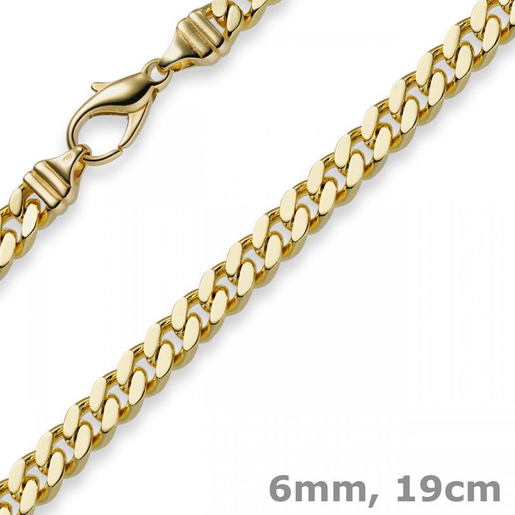 6mm Panzerarmband 750 Gelbgold 19cm