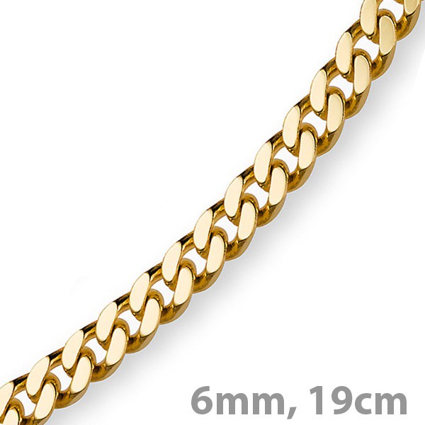 6mm Panzerarmband 750 Gelbgold 19cm