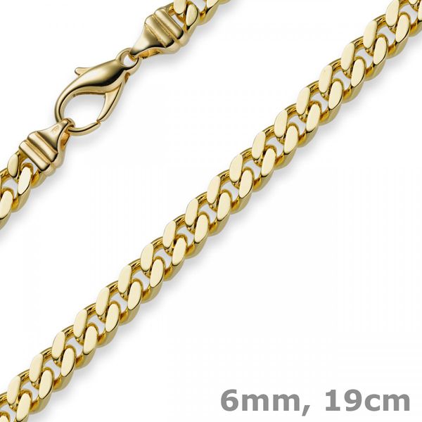 6mm Panzerarmband 750 Gelbgold 19cm