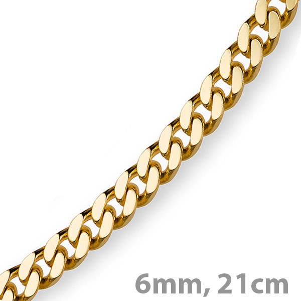 6mm Panzerarmband 750 Gelbgold 21cm