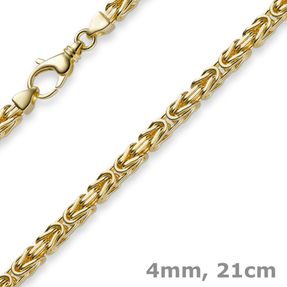 4mm Armband Armkette Königskette aus 750 Gold Gelbgold 21cm Herren