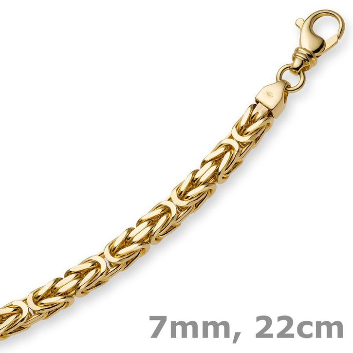 7mm Armband Königskette 750 Gelbgold 22cm