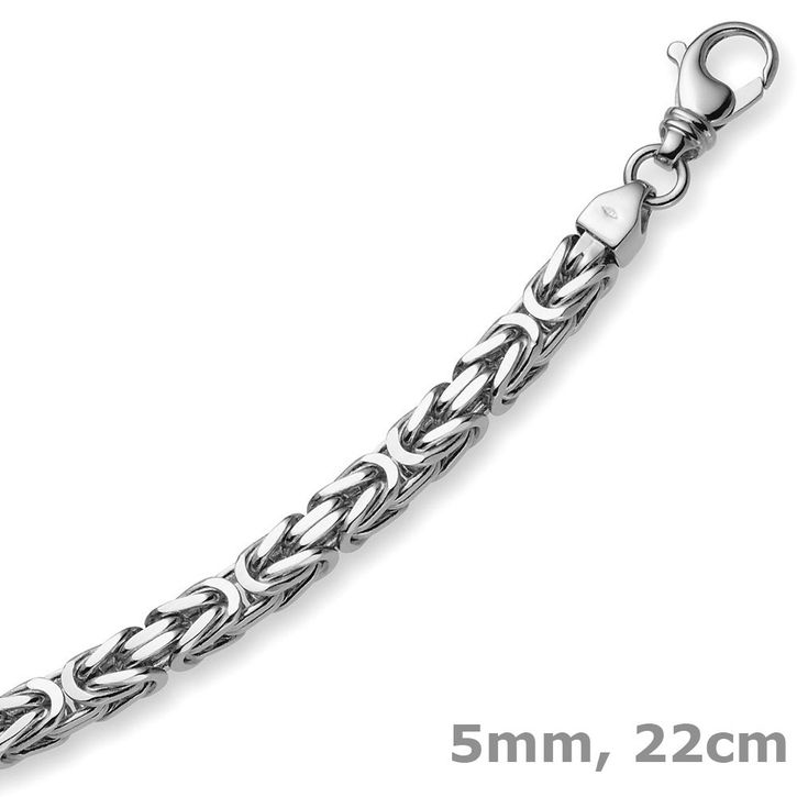 5mm Armband Königskette 750 Weißgold 22cm