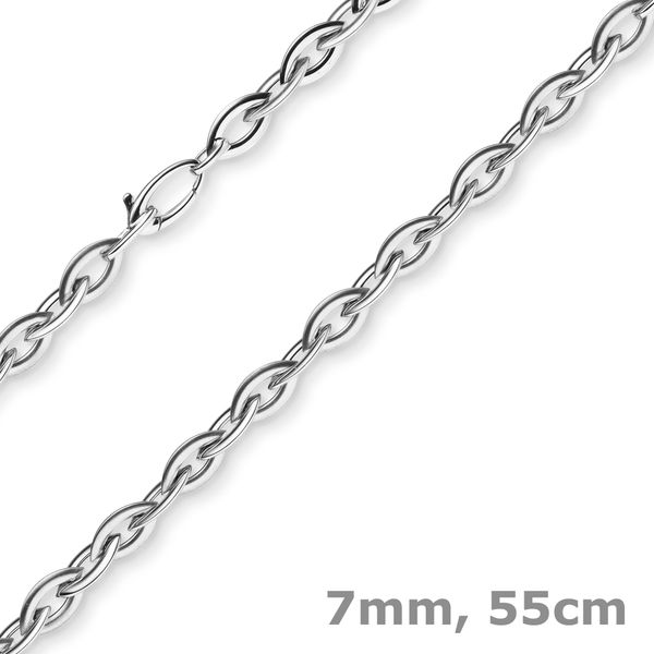 7mm Spitz-Anker-Kette aus 585 Weißgold 55cm