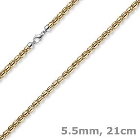 5,5mm Lotus-Armband aus 585 Gold Gelbgold 21cm Phantasiekette Armschmuck