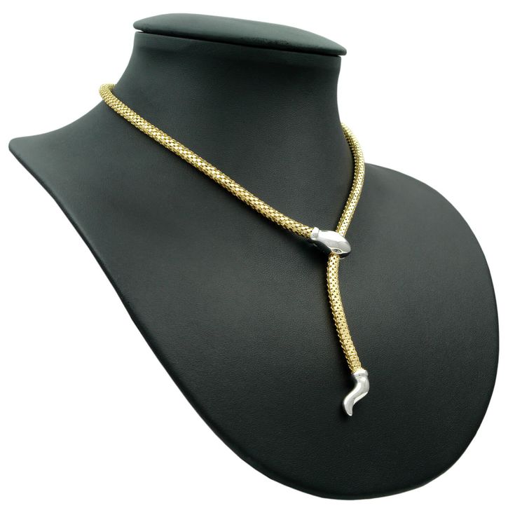 Y-Kette Schlange Halsschmuck mit Saphir Augen 585 Gold