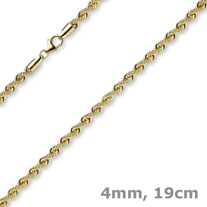 4mm Armband Kordelkette 585 Gelbgold 19cm