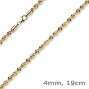 4mm Armband Kordelkette Armkette aus 585 Gold Gelbgold glänzend 19cm Armschmuck