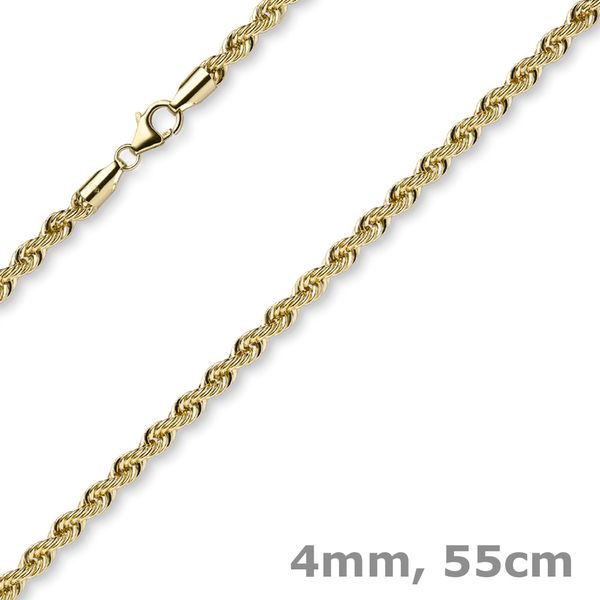 4mm Kordelkette aus 585 Gelbgold 55cm